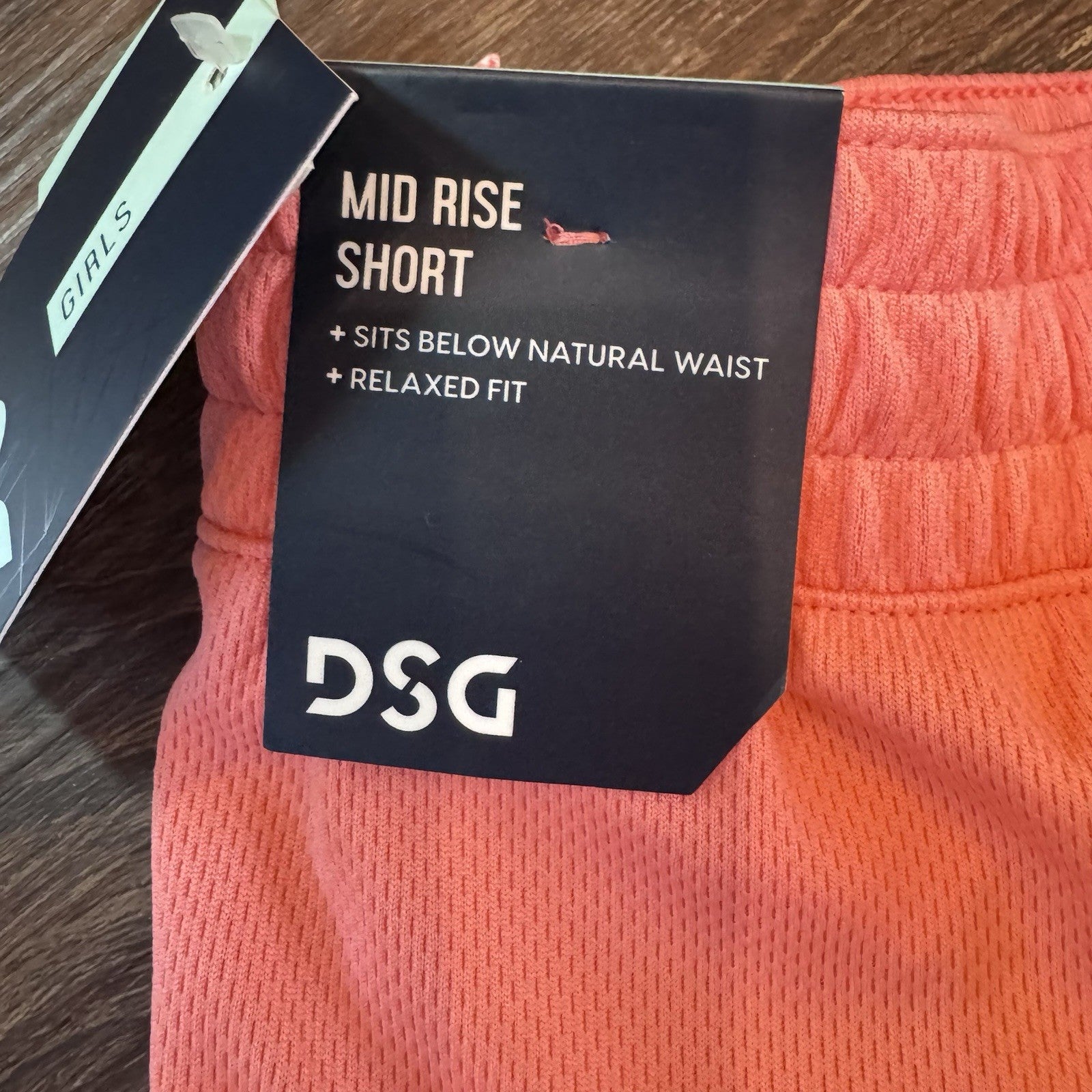 DSG Girls Mesh Shorts Coral Sky Size L NWT $20 Mid Rise Relaxed Fit Pink