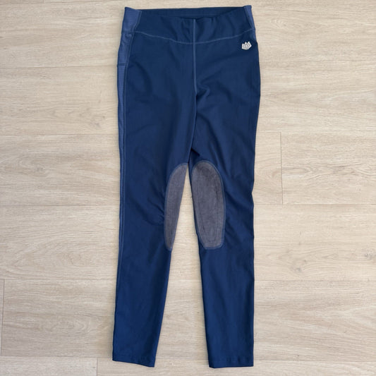 FitsT4 Sports Womens Riding Leggings Breeches Knee Patch Blue Size S