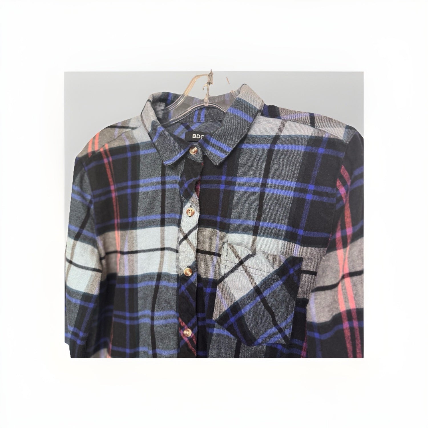 BDG Urban Outfitters Flannel Shirt Plaid Long Sleeve Button-Up Size M