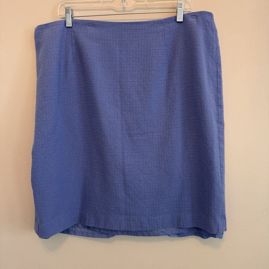 Talbots Women’s Skirt Lot 18W Blue Career Floral Textured Lined 2pc
