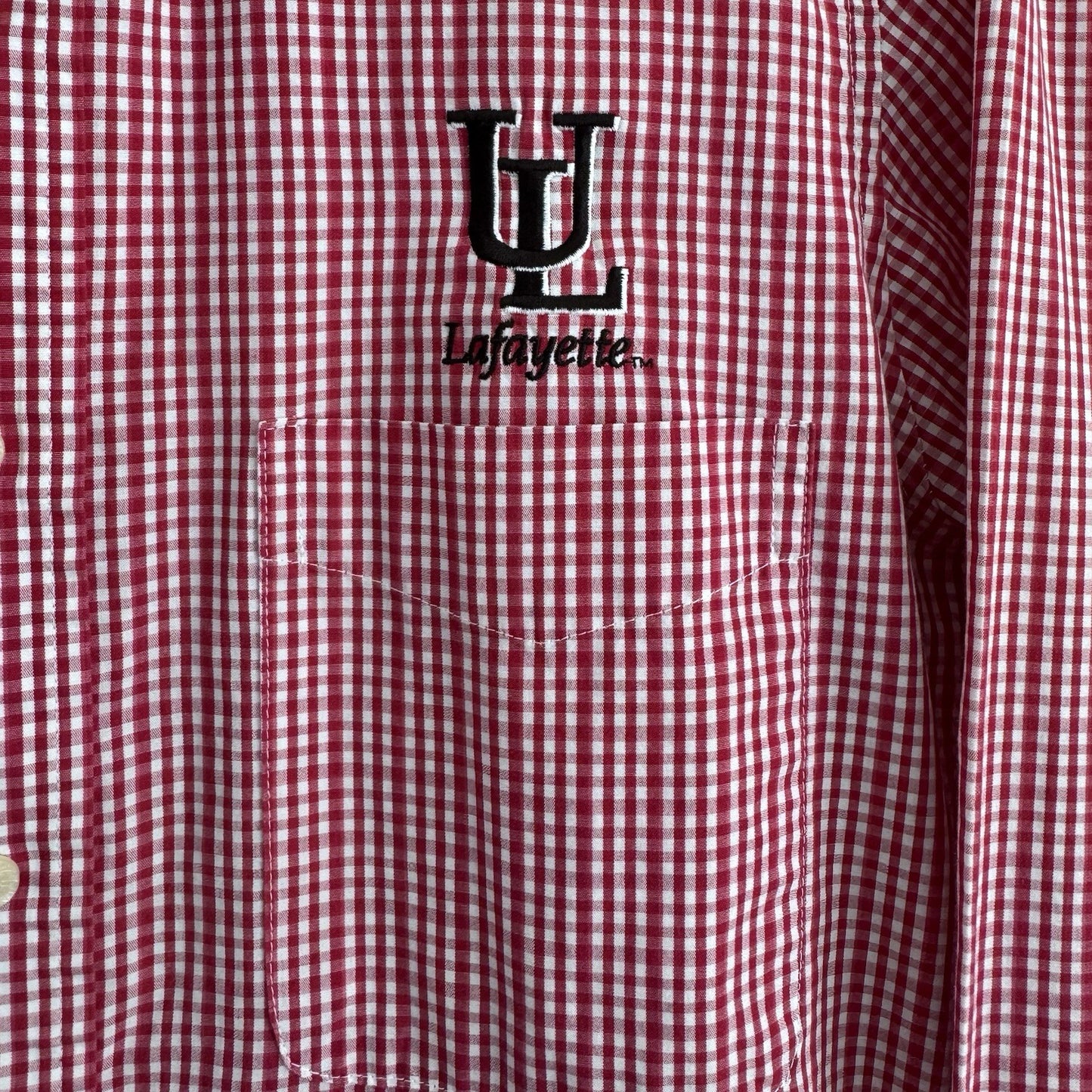 Antigua UL Lafayette Button Down Shirt Small Red Gingham Long Sleeve Logo