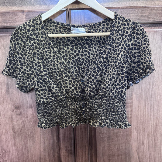 Urban Outfitters Leopard Print Smocked Crop Top Women’s Size L