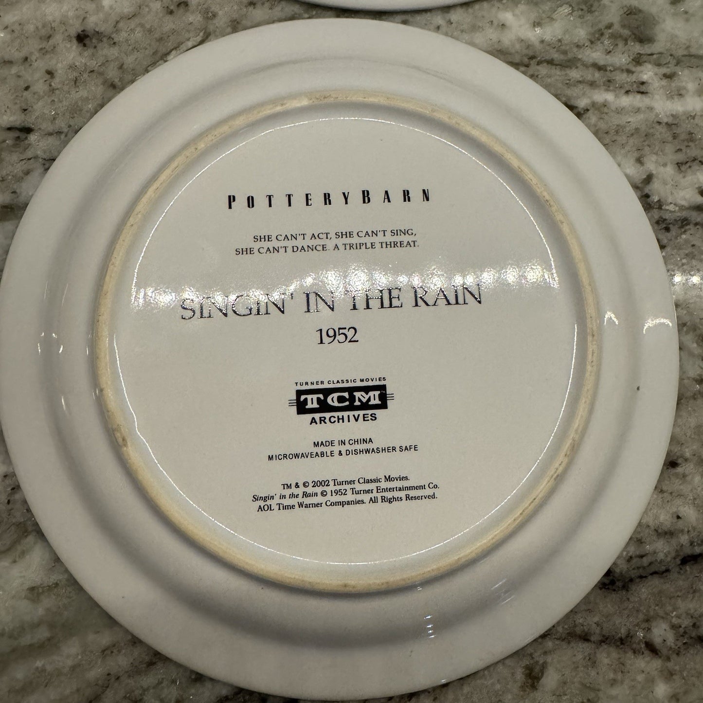 POTTERY BARN Ceramic PLATES Set of 4 HOLLYWOOD Classic MOVIES TCM 8" Diameter