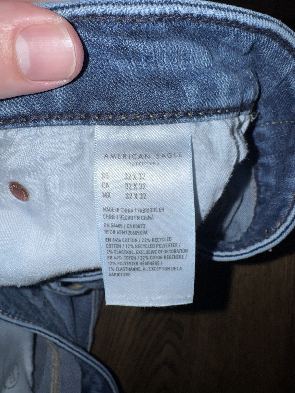 American Eagle AE AirFlex Plus Athletic Straight Fit Jean 32x32 Blue Denim