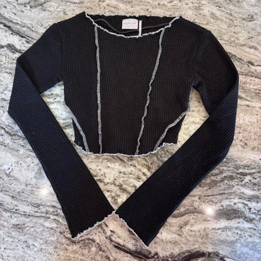 Urban Outfitters Out From Under Black Thermal Seamed Long Sleeve Crop Top  Sz xS