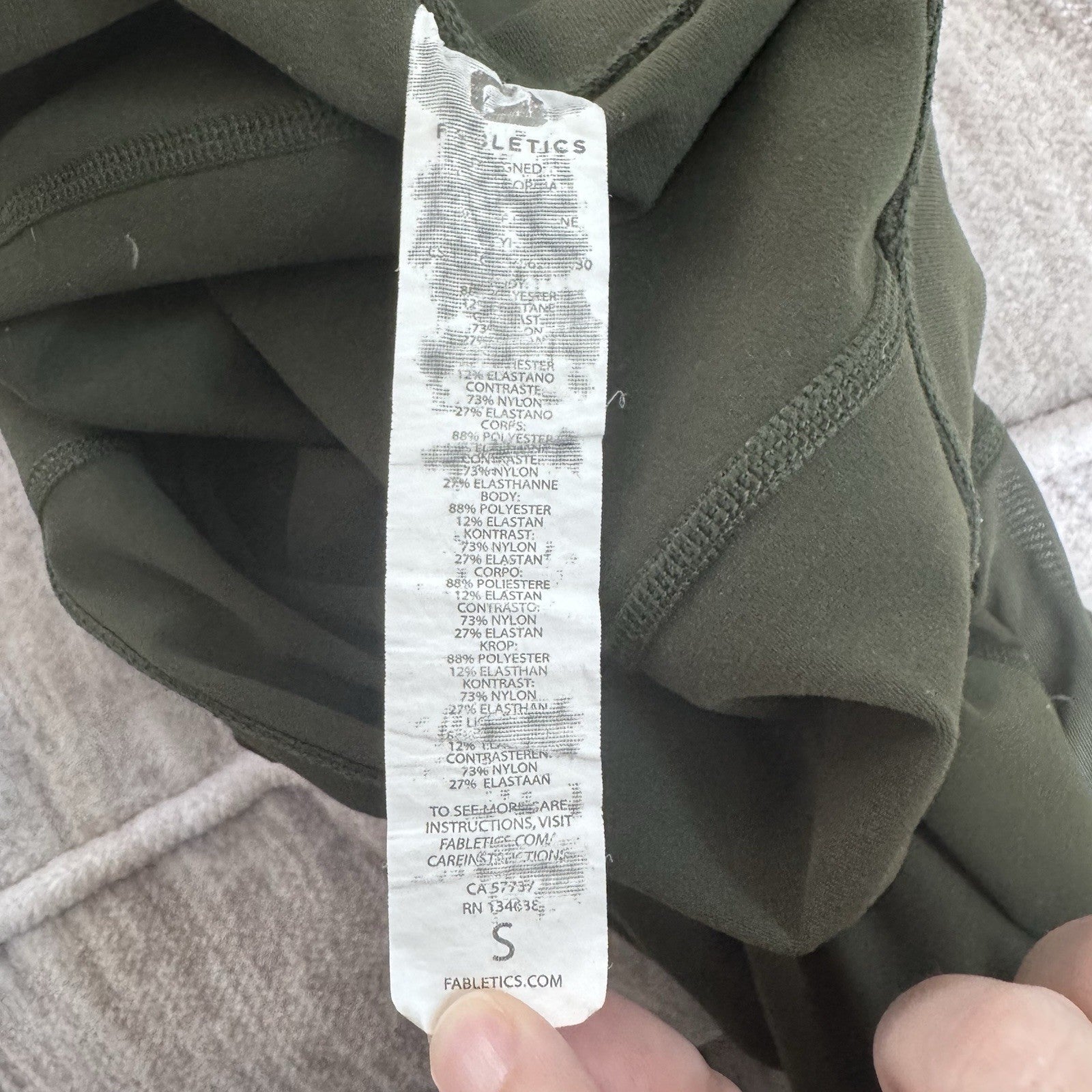 Fabletics Leggings Women Small Dark Green Mesh Panel High Rise Stretch