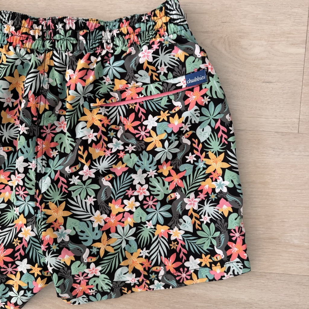 Chubbies Tropical Toucan Swim Trunks Shorts Mens Large Floral Beach