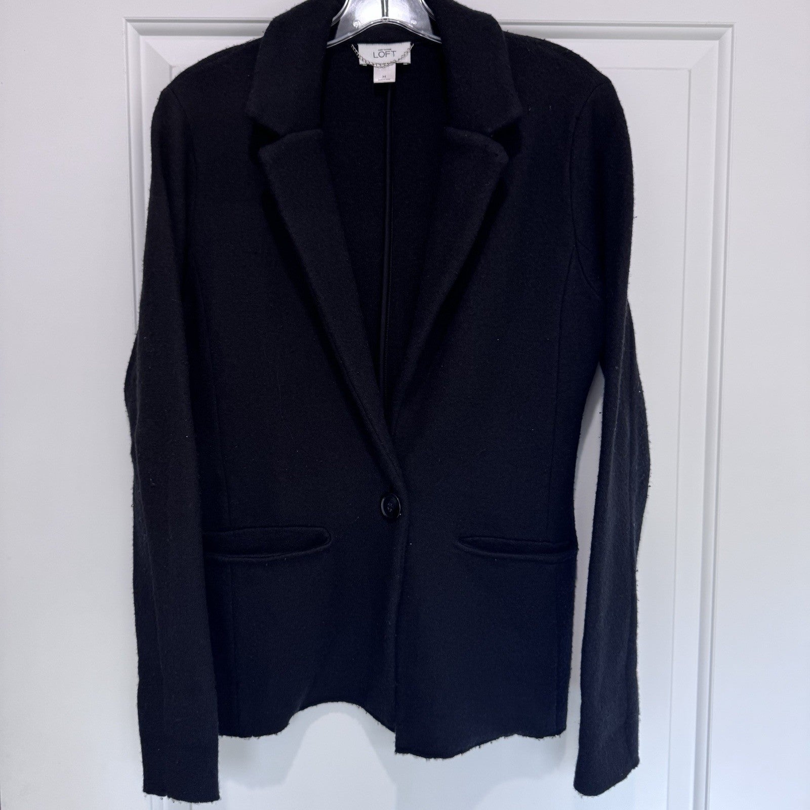 Ann Taylor LOFT Merino Wool Blazer Black Single Button Jacket Women’s Medium