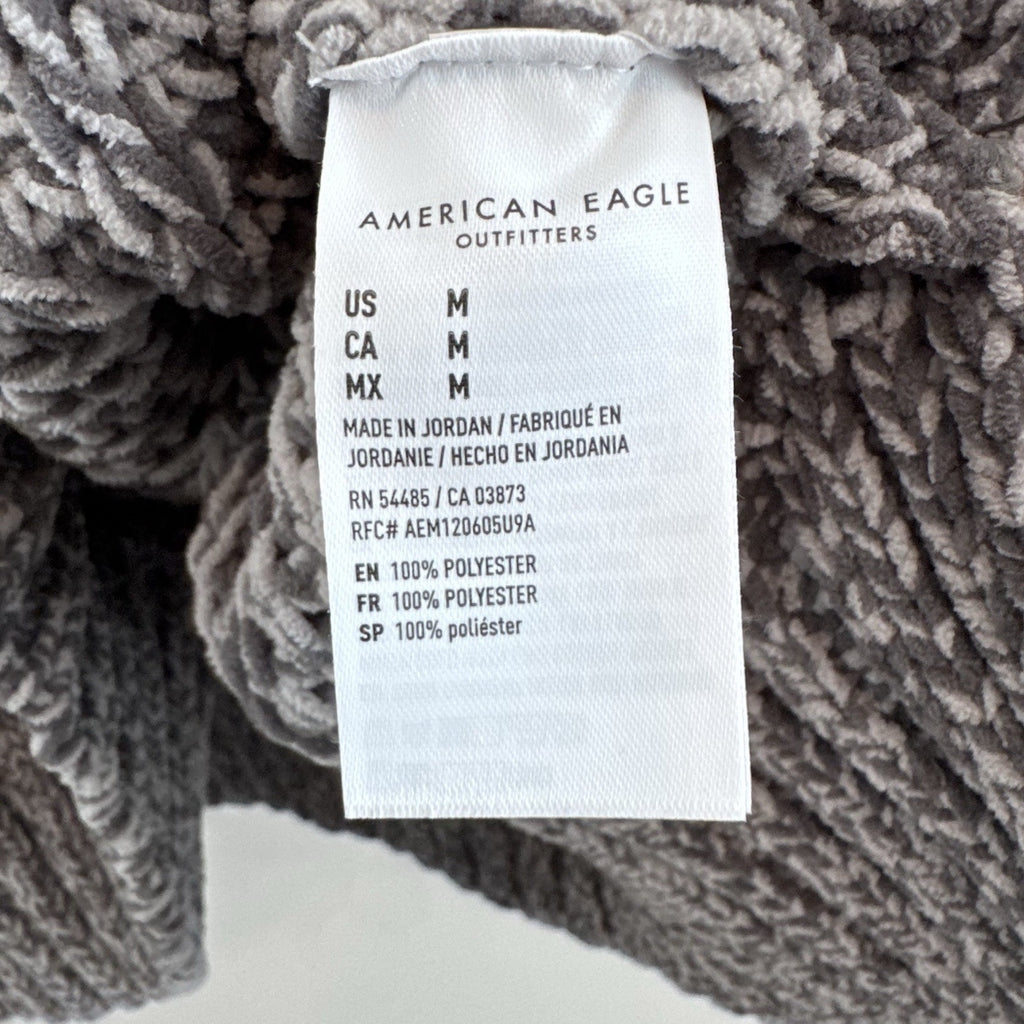 American Eagle Chunky Knit Sweater Women M Gray Marled Cozy Chenille