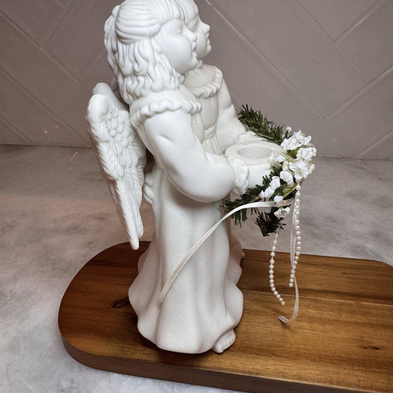 Vintage 1997 Growth Singing Angels Porcelain Votive Candle Holder Figurine