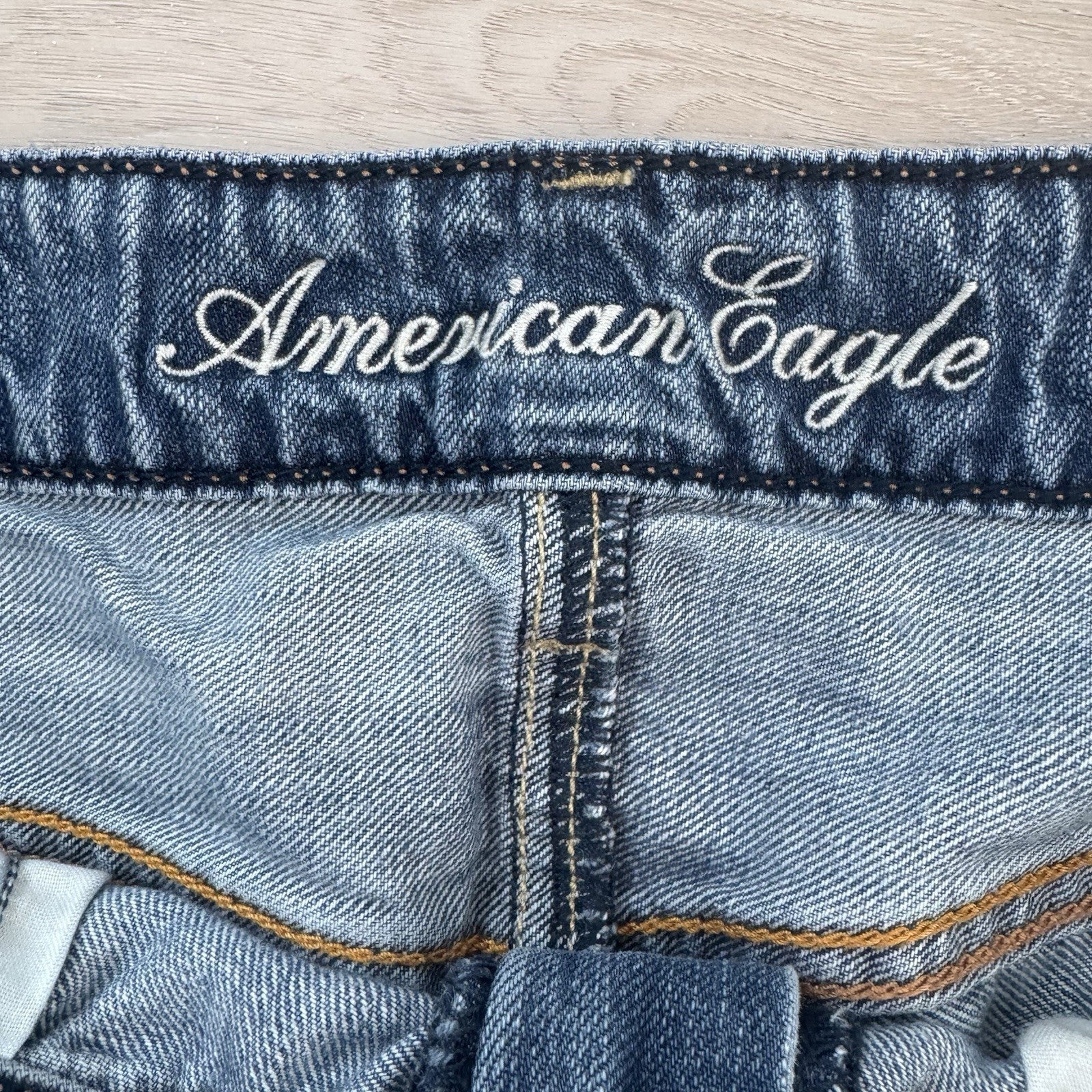 American Eagle Women’s Y2K Distressed Denim Shorts 8 Cuffed