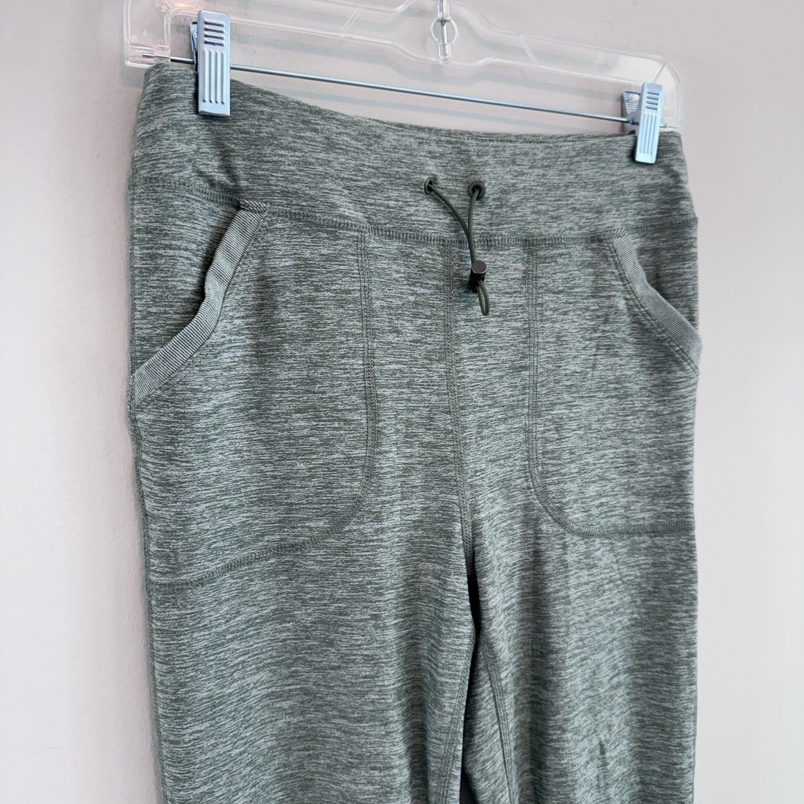 Nine West Active Heather Green Joggers Medium High Waisted Drawstring Sweatpants