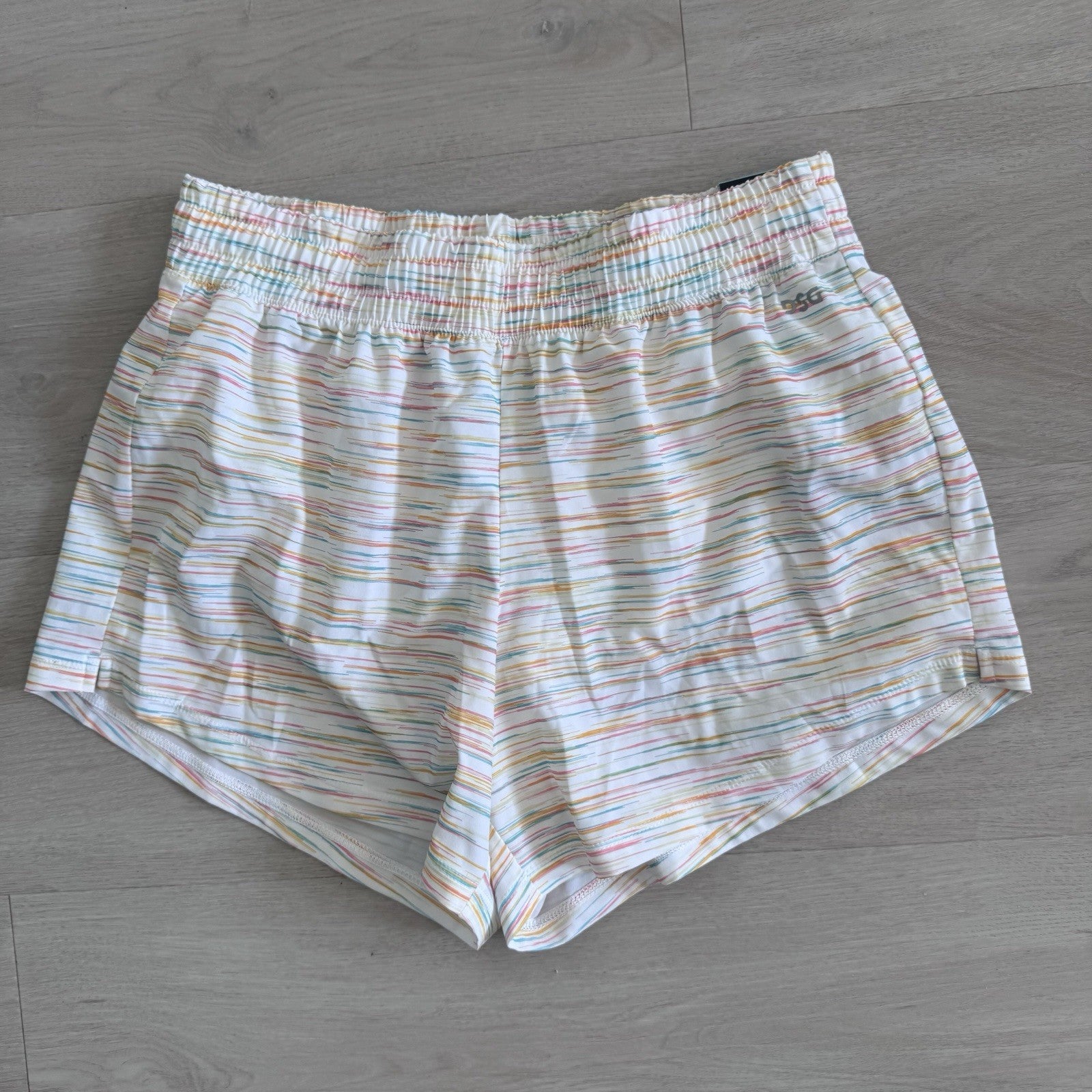 DSG Girls XL 16 Stride Shorts Multicolor Stripe Built In Brief NWT