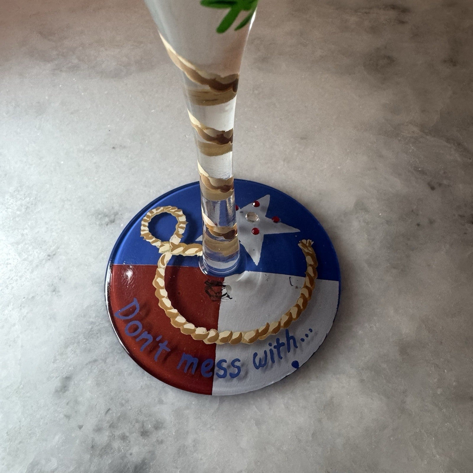 Lolita Texas-tini Hand Painted Recipe On The Bottom Martini Glass Retired