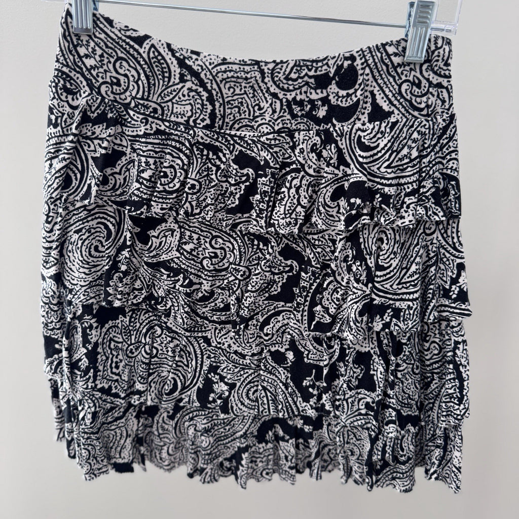 INC International Concepts Skirt Size S Black White Ruffle Tiered Lined