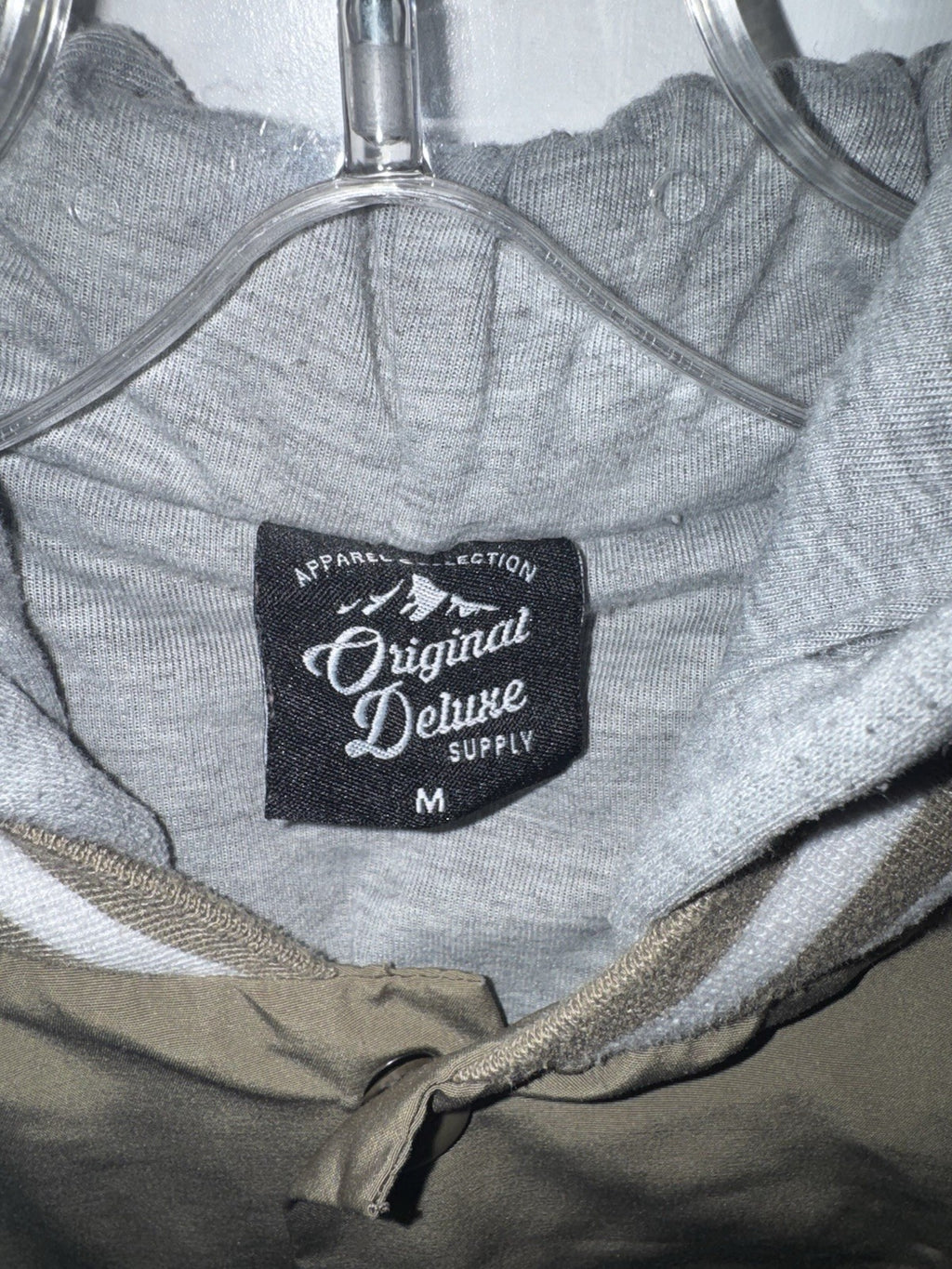 Original Deluxe Supply LA Skeleton Hand Hooded Varsity Jacket Brown/Tan Size M