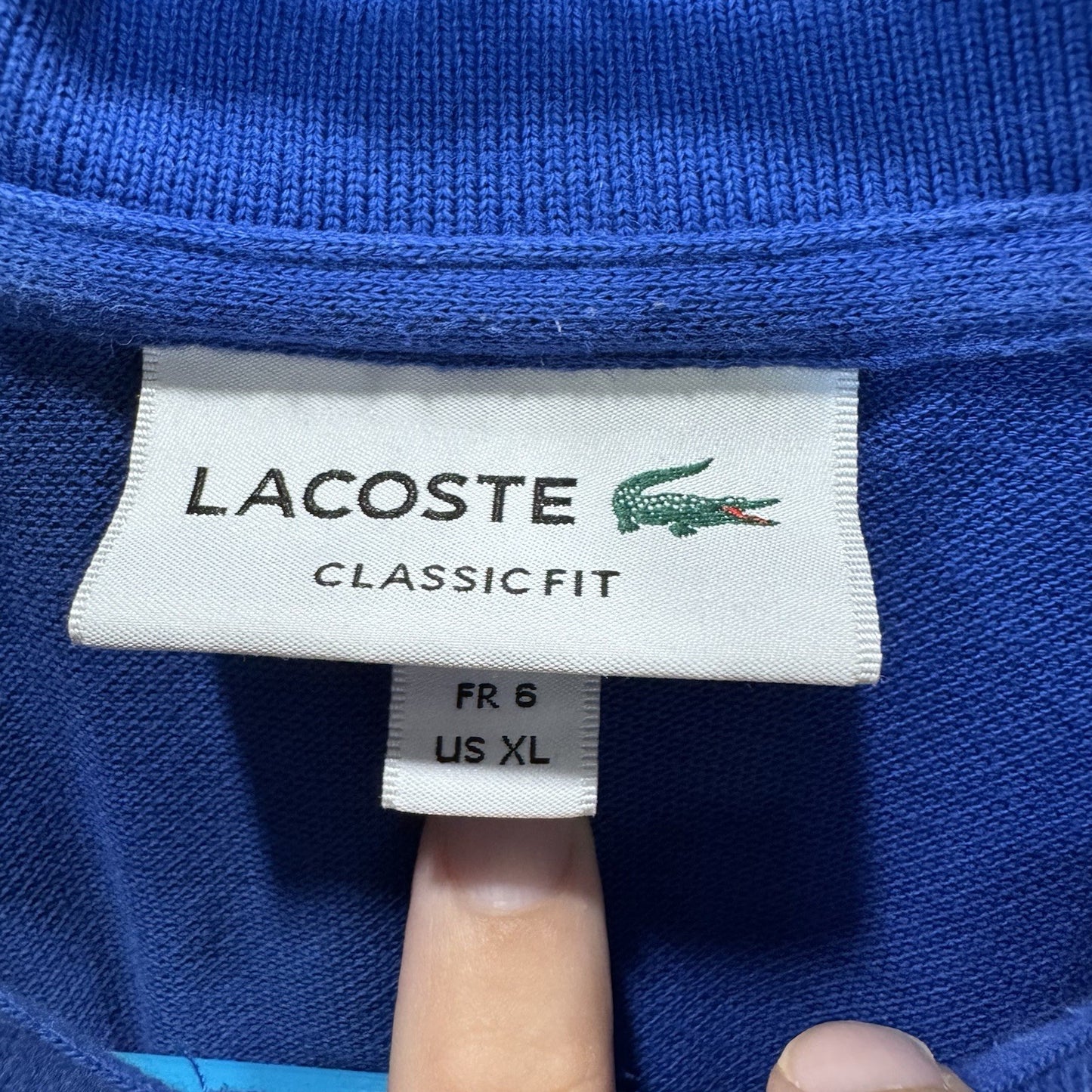Lacoste Classic Fit Polo Shirt Blue Size XL FR 6 Men’s L1212 Cotton Croc