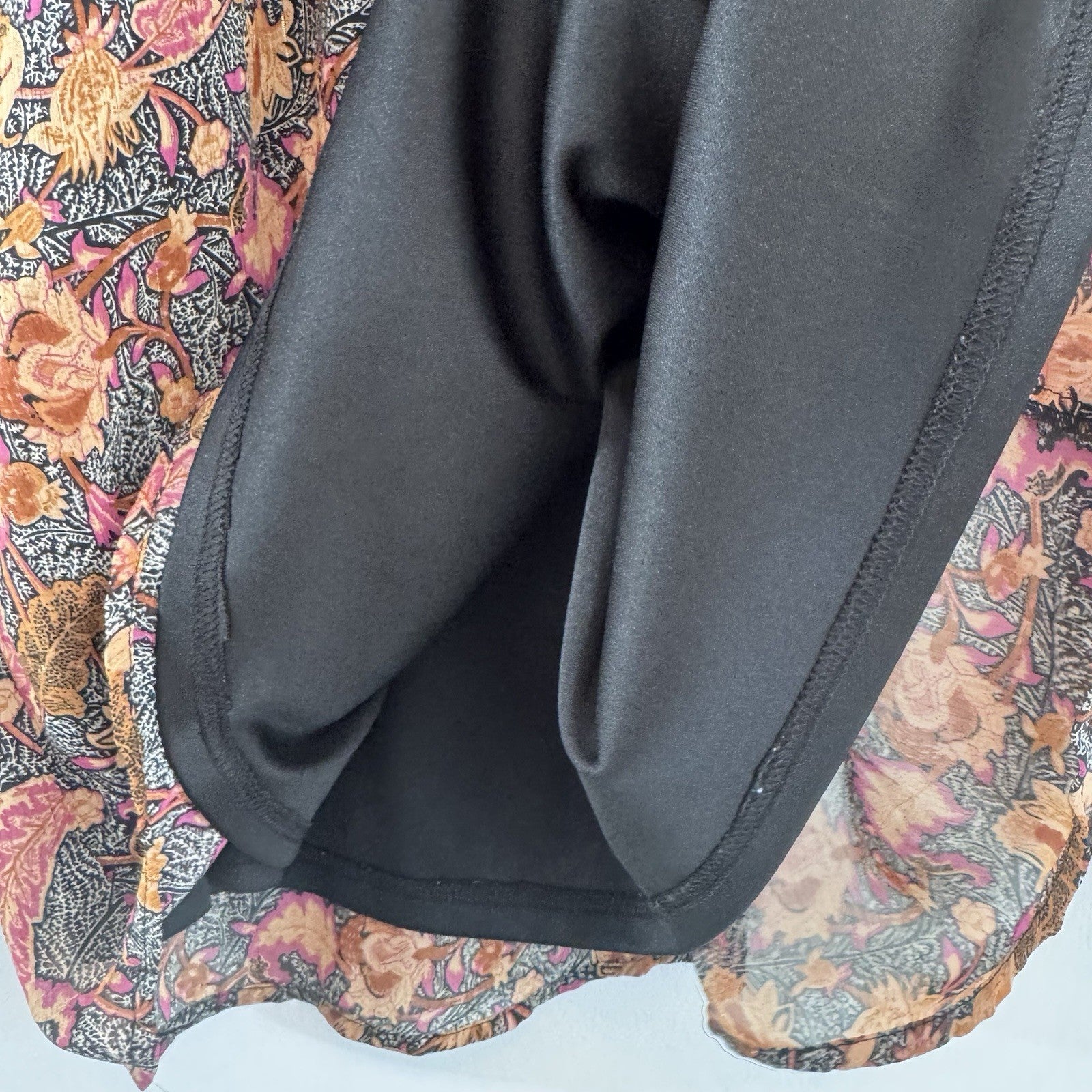 Entro Floral Boho Blouse Women’s Large Lined Peasant Top Pink Black