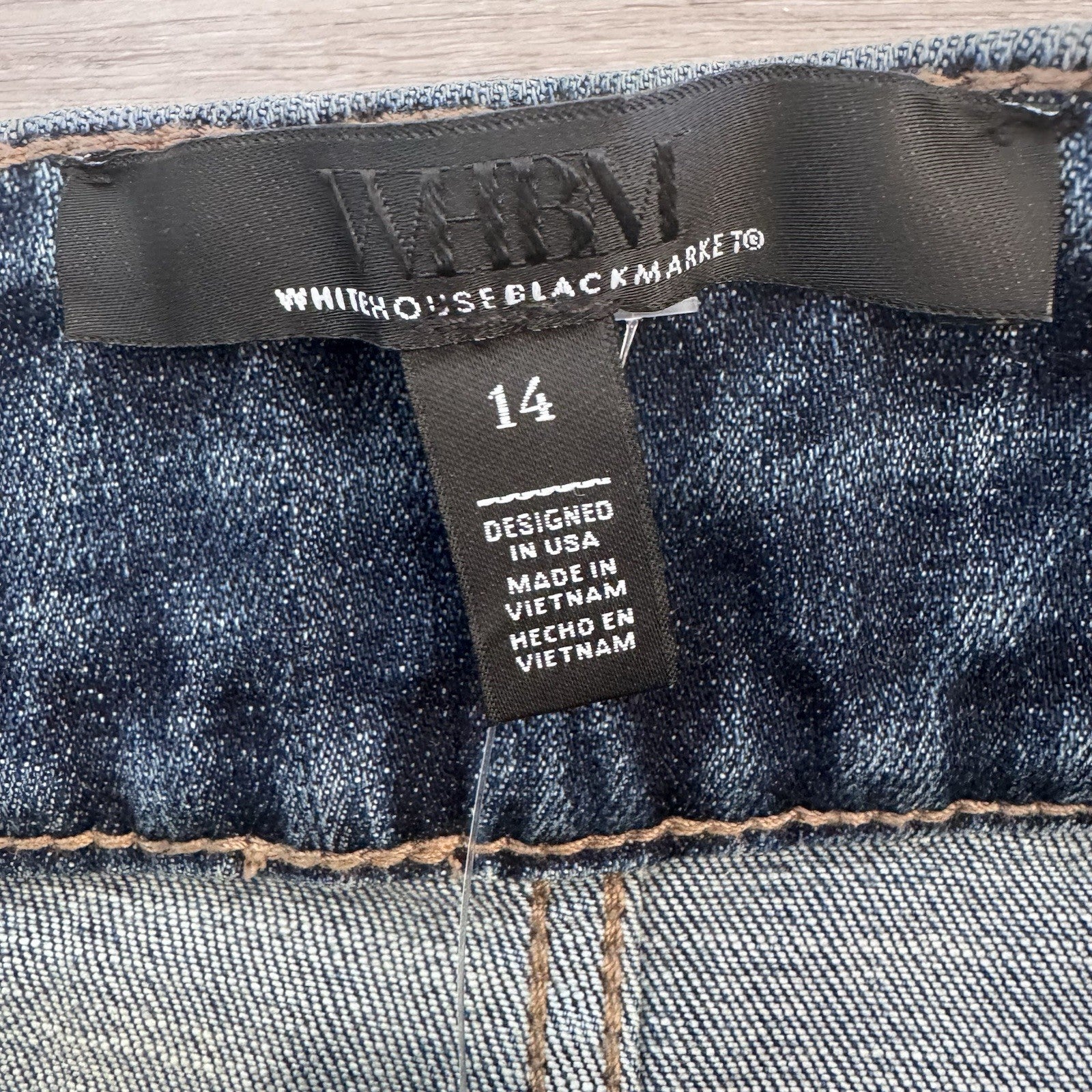 WHBM Denim Mini Skirt 14 Braided Waist Provence Authentic NWT