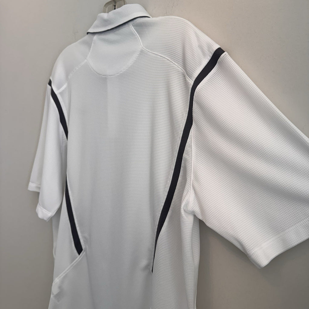 Nike Men's Medium White Performance Golf Polo Shirt Waffle Knit Swoosh
