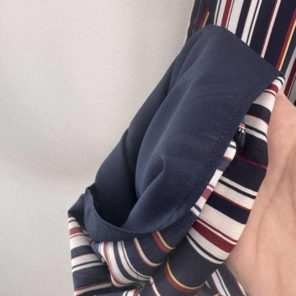 Skies Are Blue Striped Wide Leg Jumpsuit Women's Size S Bell Sleeve Nautical