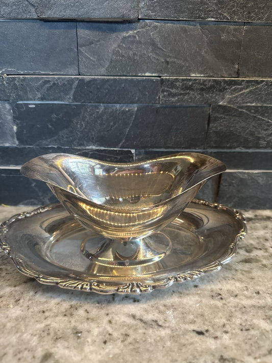 Vintage Silverplate Gravy Sauce Boat Set By Towle 2809