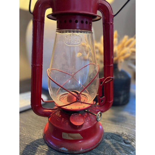 Vintage Dietz Junior No. 20 Red Kerosene Lantern Rustic Condition with Character