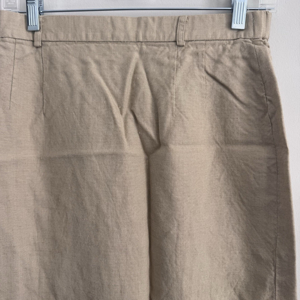 Y2K Talbots Linen Blend Skirt 10 Beige Midi Lined Classic Career
