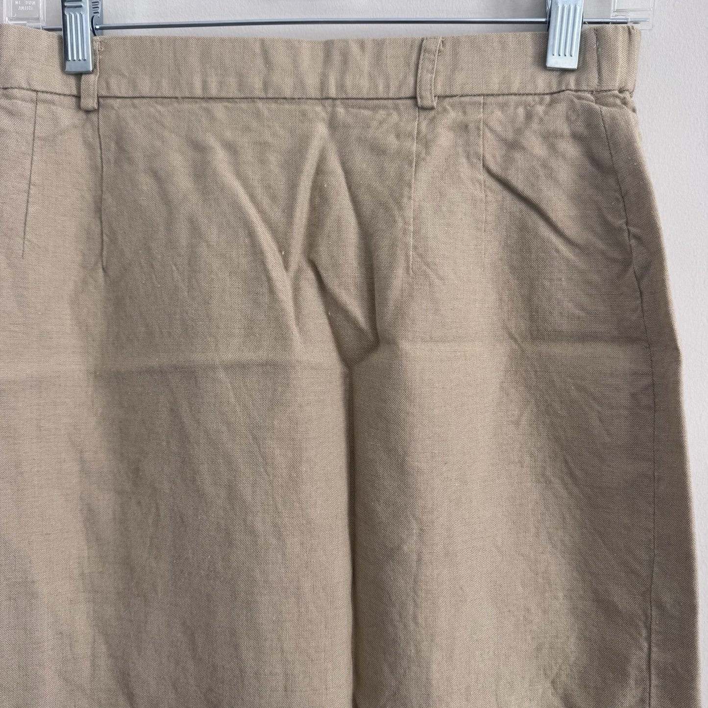 Y2K Talbots Linen Blend Skirt 10 Beige Midi Lined Classic Career