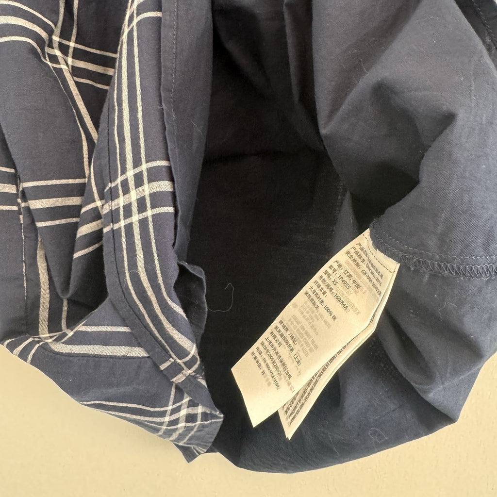 Abercrombie & Fitch Women Dress XS Blue Plaid Mini A-Line Off Shoulder Smocked