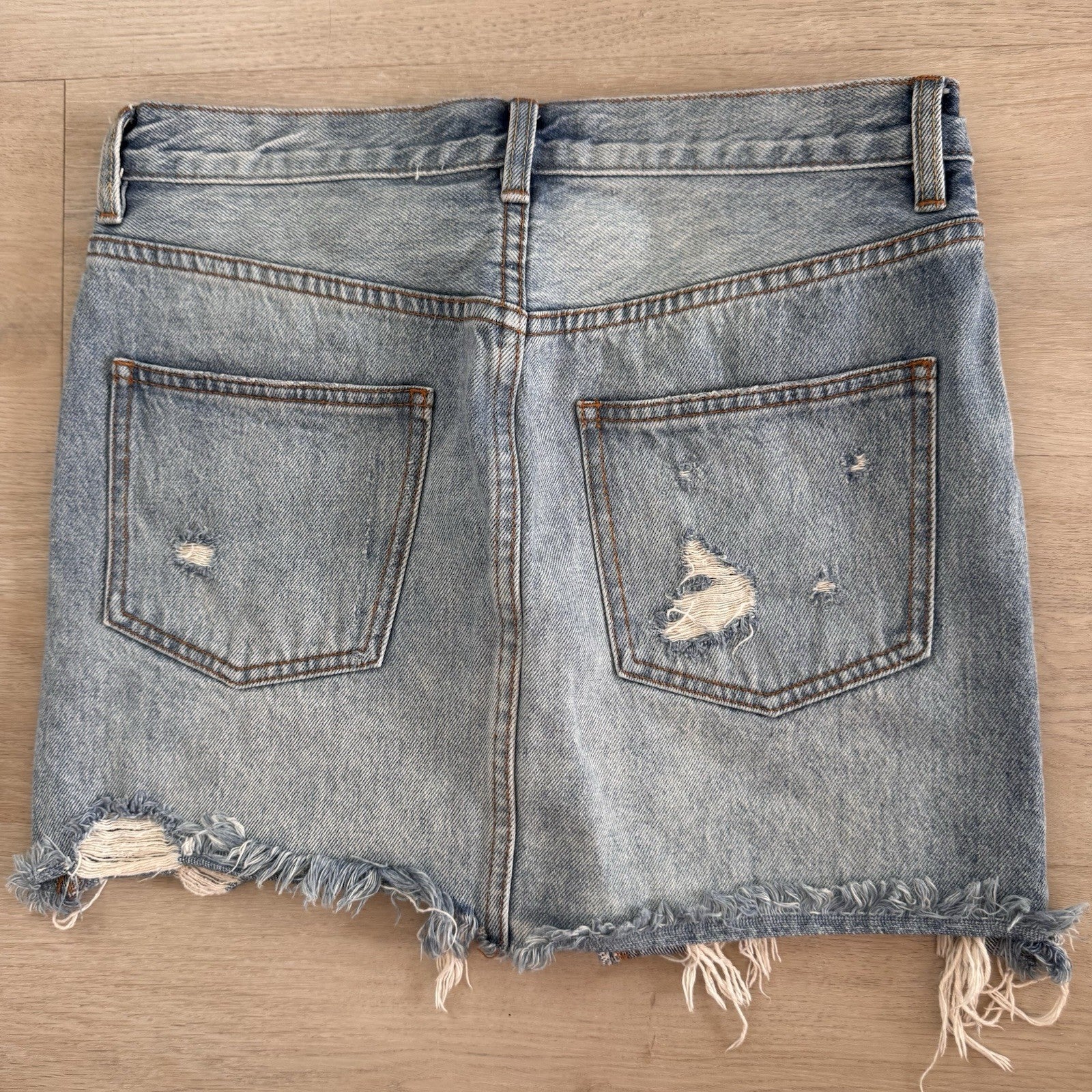 Free People We The Free Distressed Denim Skirt 27 Raw Hem Y2K Women’s
