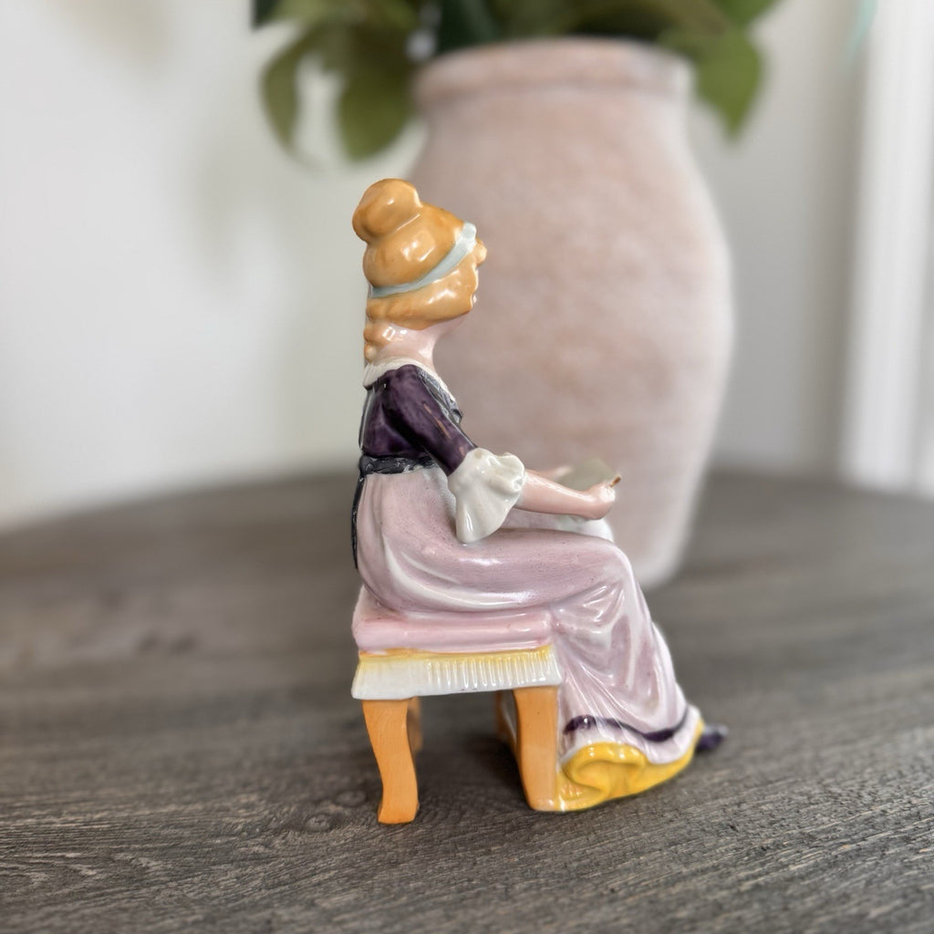 Goldcastle Chikusa Japan Porcelain Figurine Victorian Lady Reading on Bench