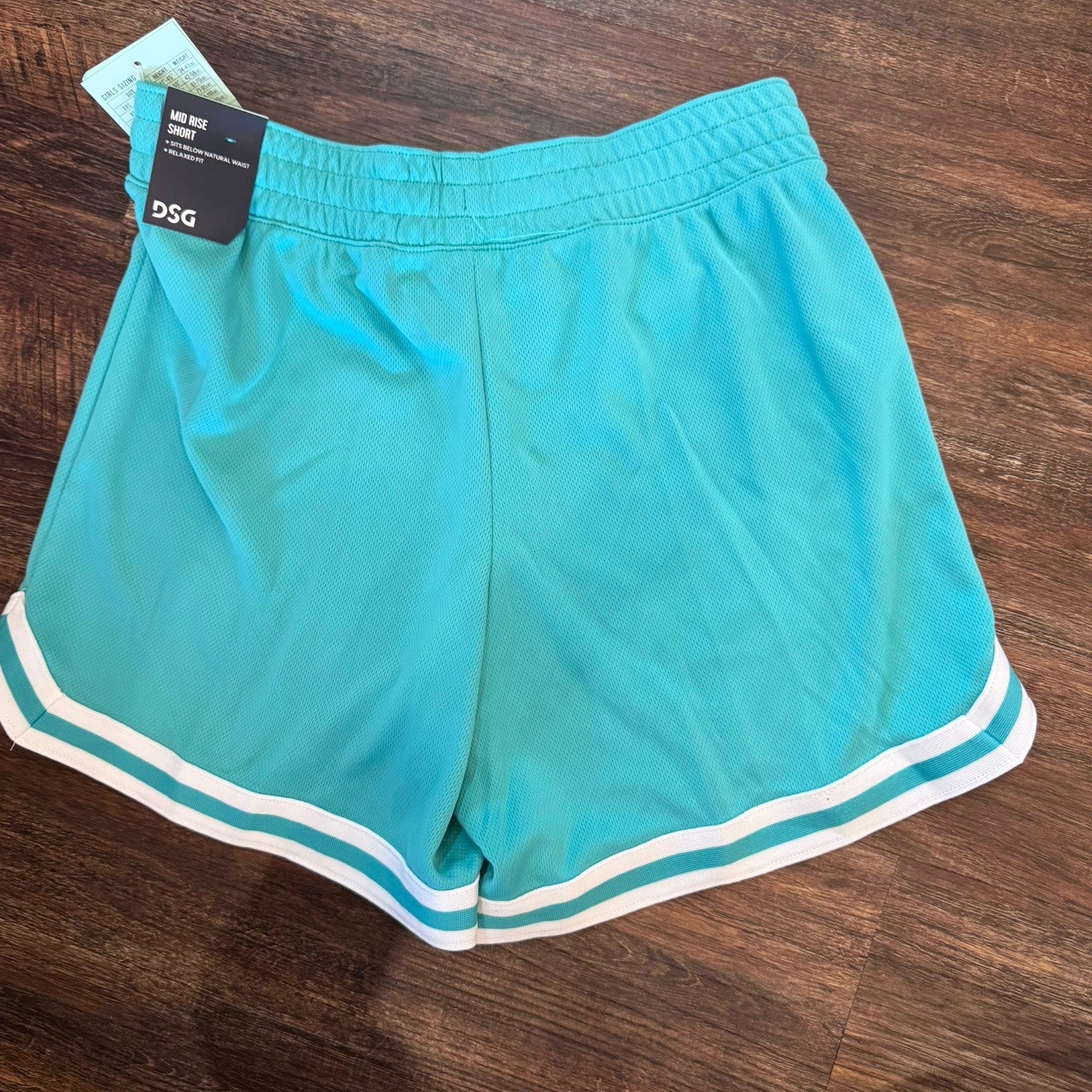 DSG Girls Mesh Shorts Teal Burst XL NWT $20 Mid Rise Athletic Relaxed Fit