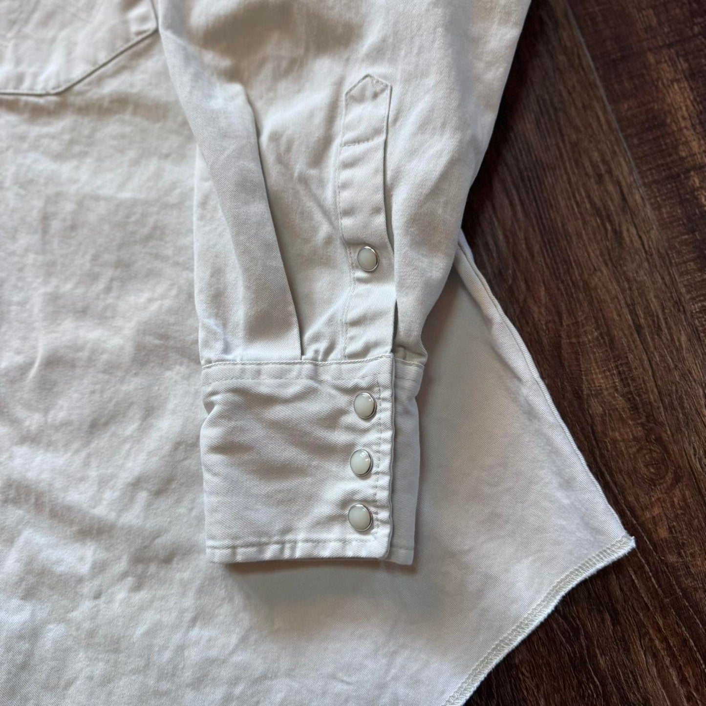 Vintage Wrangler Western Solid Khaki Beige Pearl Snap Button Cowboy Shirt Men XL