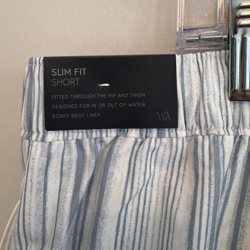 VRST Men's 5" Resort Short XXL Muted Denim Calm Stripe Slim Fit Boxer Liner NWT