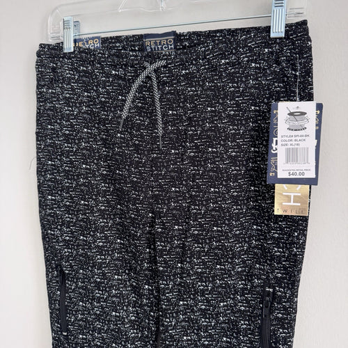 Boys Retro Stitch Black Jogger Pants XL 18 Speckled NWT 