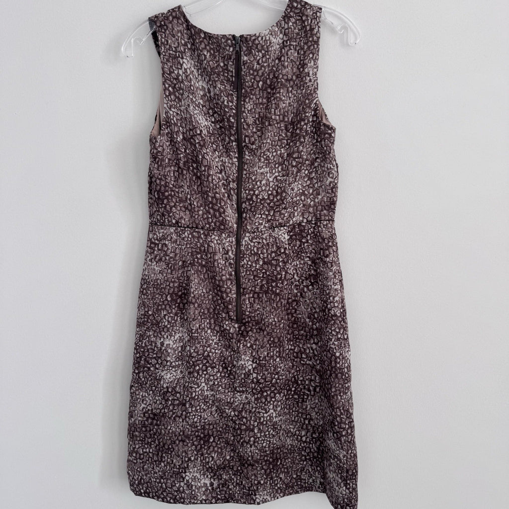 LOFT Size 4 Ruffle Front Sleeveless Sheath Dress Mauve Print