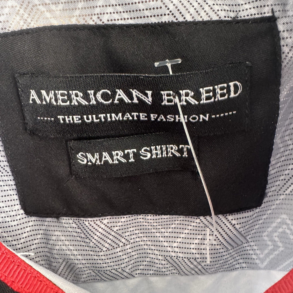 American Breed Smart Shirt Mens Medium Silver Metallic Geometric ss NWT