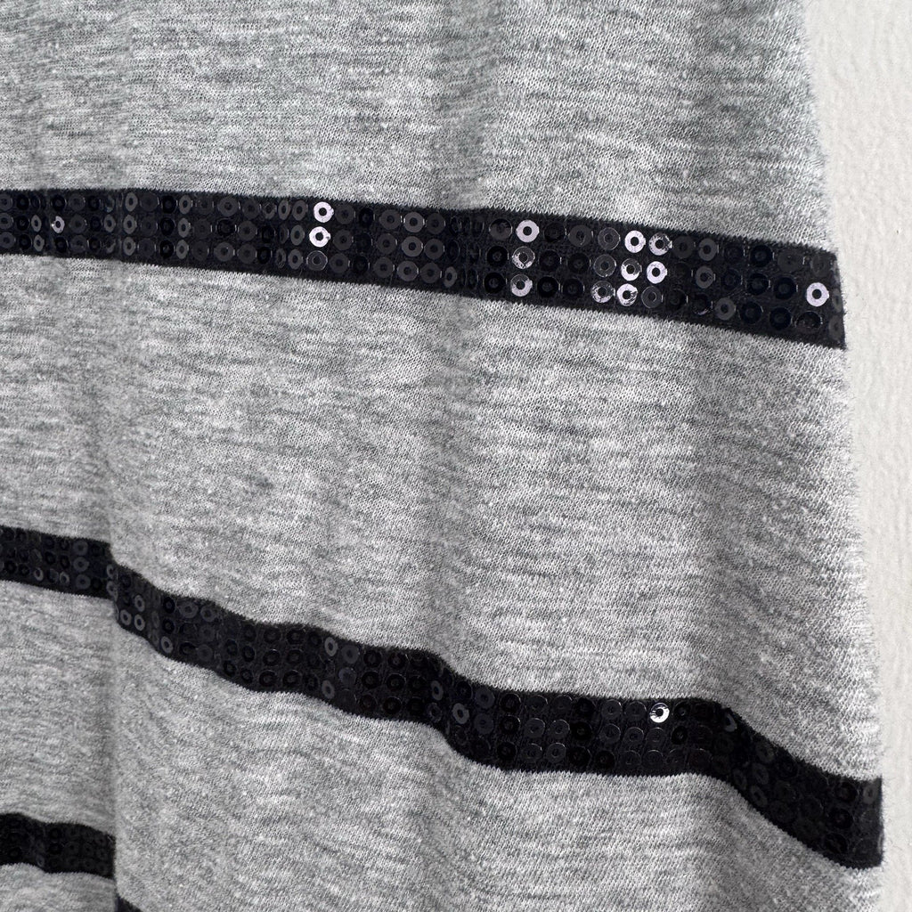 VICTORIA SECRET PINK TANK TOP Size XS Grey With Black Sequin Stripes Racer Back