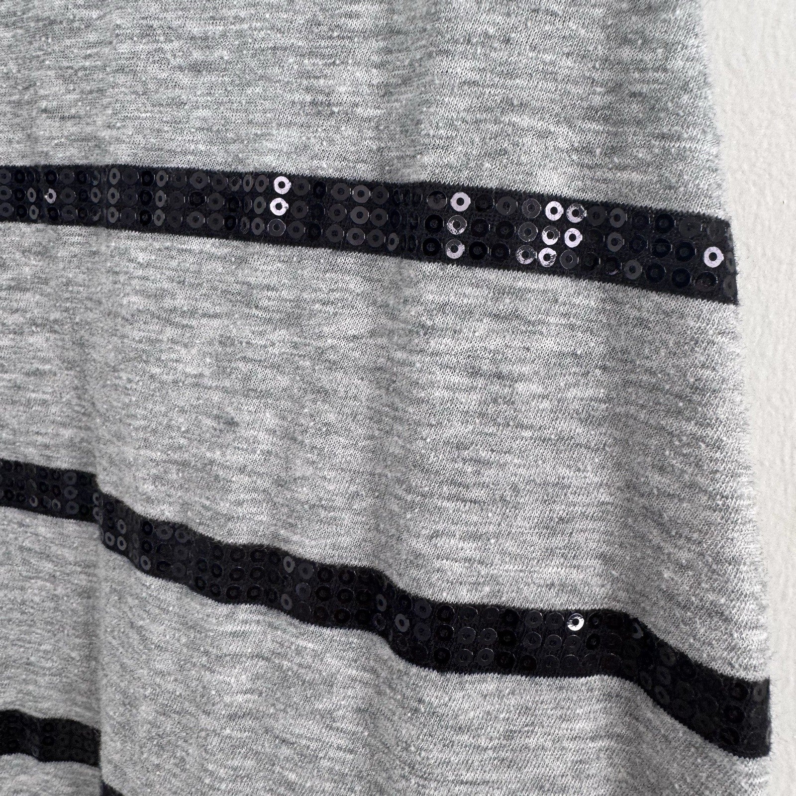 VICTORIA SECRET PINK TANK TOP Size XS Grey With Black Sequin Stripes Racer Back