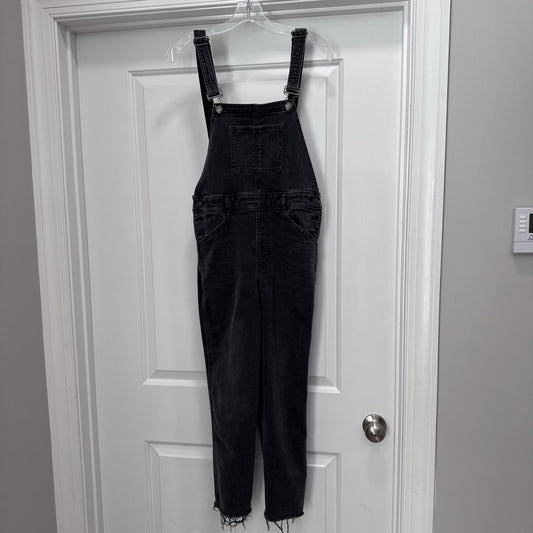 Express Black Jean Overalls Size 4 Women’s Adjustable Straps Frayed Hem