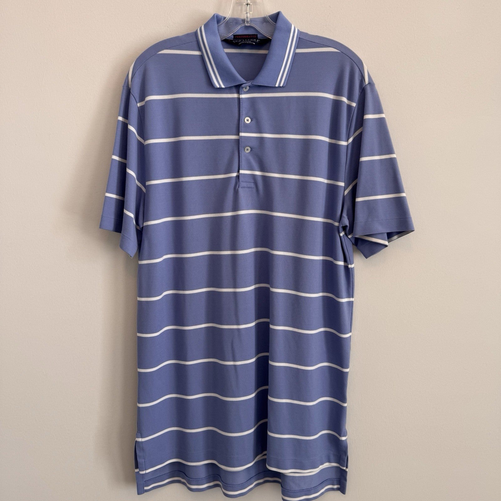 Polo Golf Ralph Lauren Mens Medium Performance Pima Cotton Striped Polo Blue
