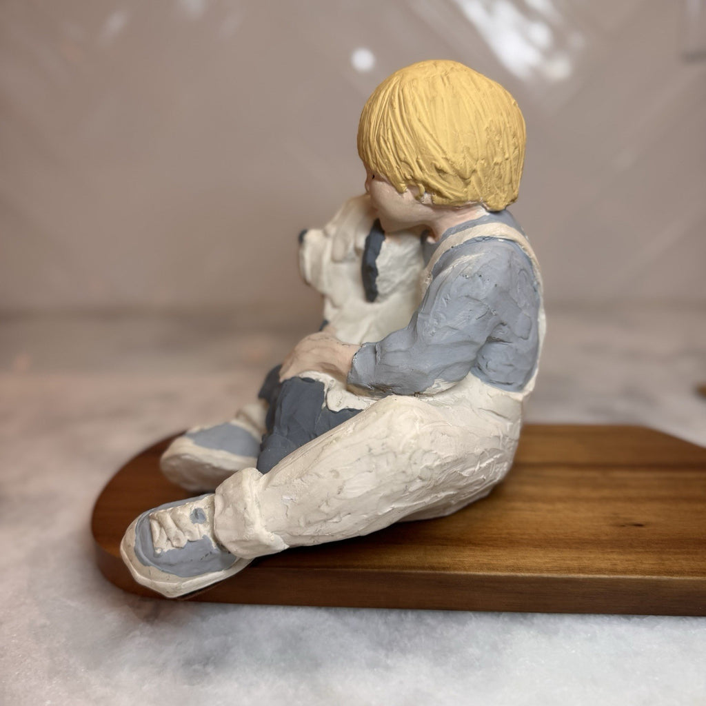 Vintage Austin Prod 1986 Boy with Dog Figurine Resin Sculpture