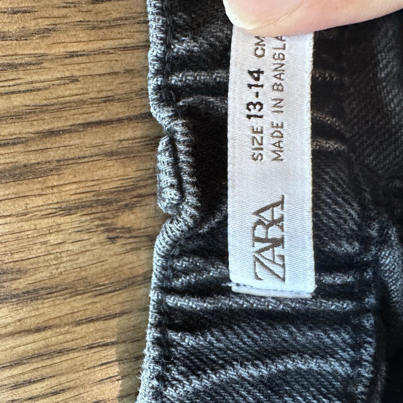 ZARA Kids Black Distressed Denim Shorts 13-14 Years Button Fly Frayed Hem