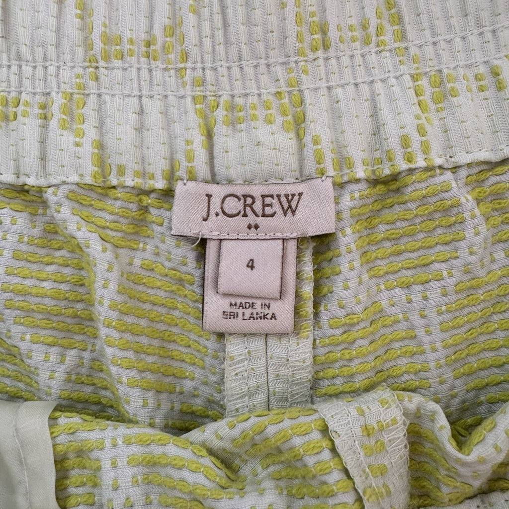 J.Crew Textured Yellow Dot Shorts Size 4 White Cream Lined