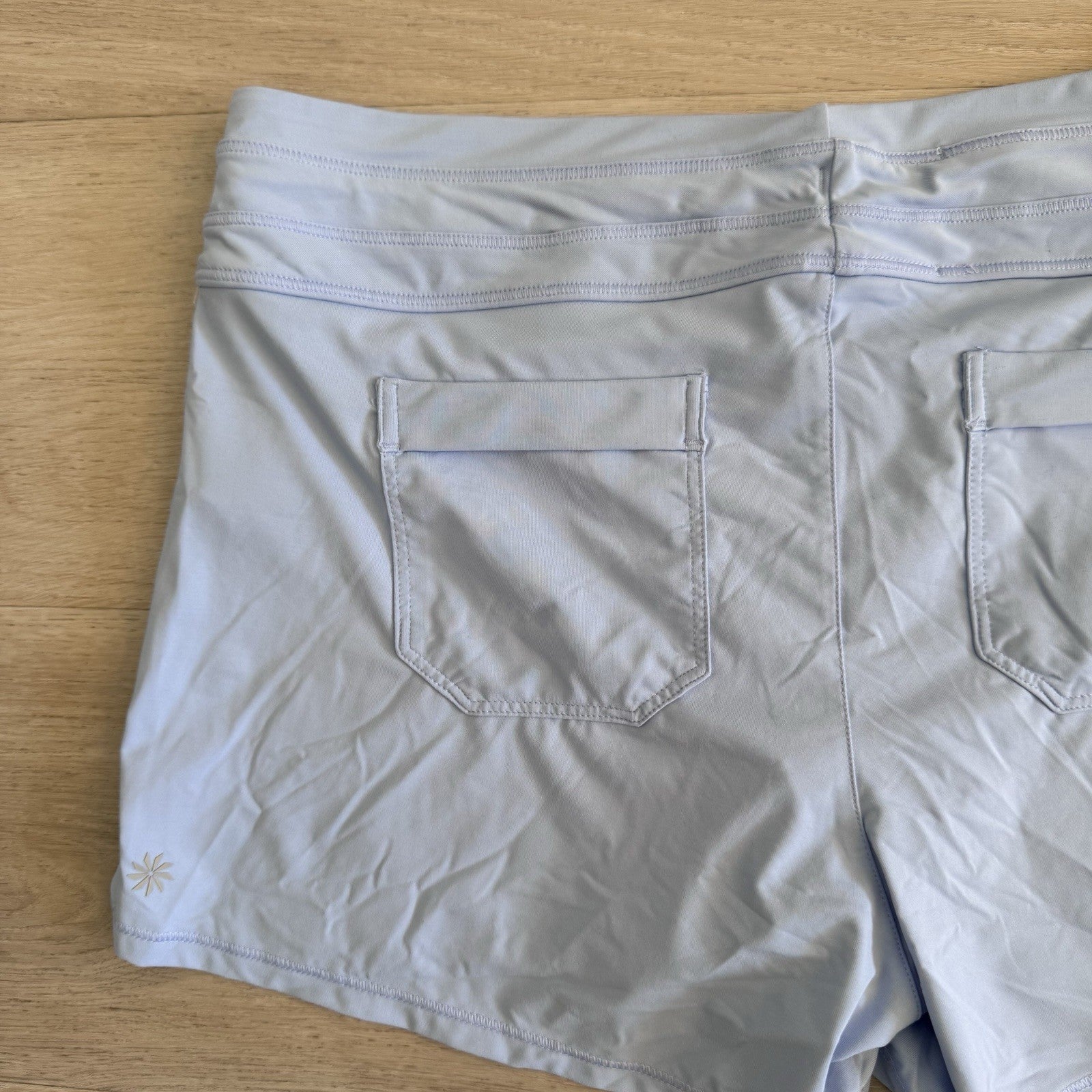 Athleta Womens Light Blue Athletic Shorts Drawstring Lined Size Small