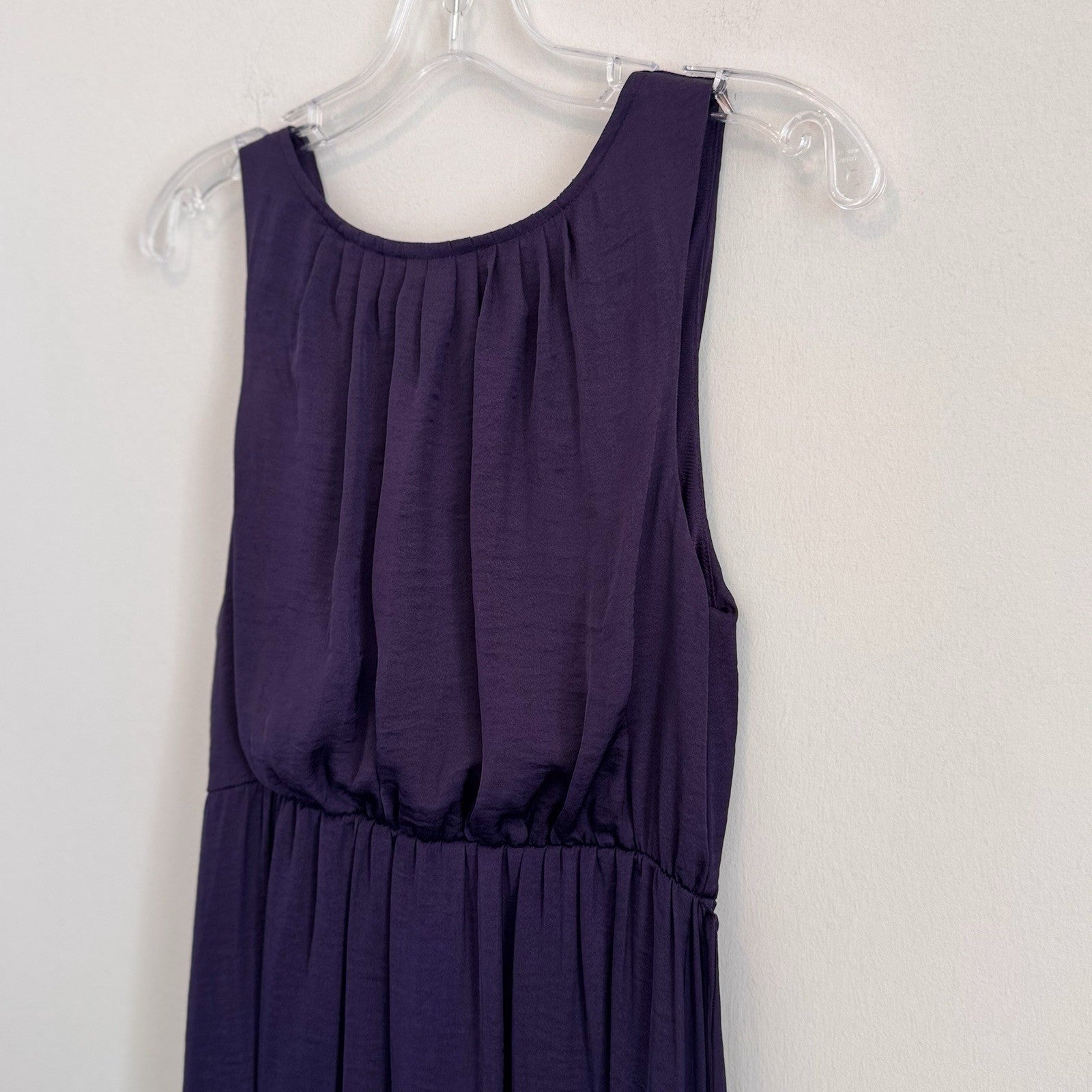 GAP Women's XS Blackberry Purple Pleated Sleeveless Maxi Dress Side Slits Plum
