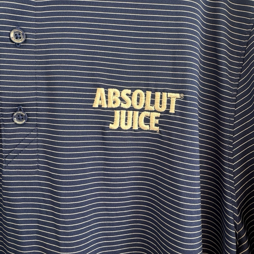 Cutter & Buck Absolut Juice Polo Shirt Mens XL Blue Stripe Golf Performance 