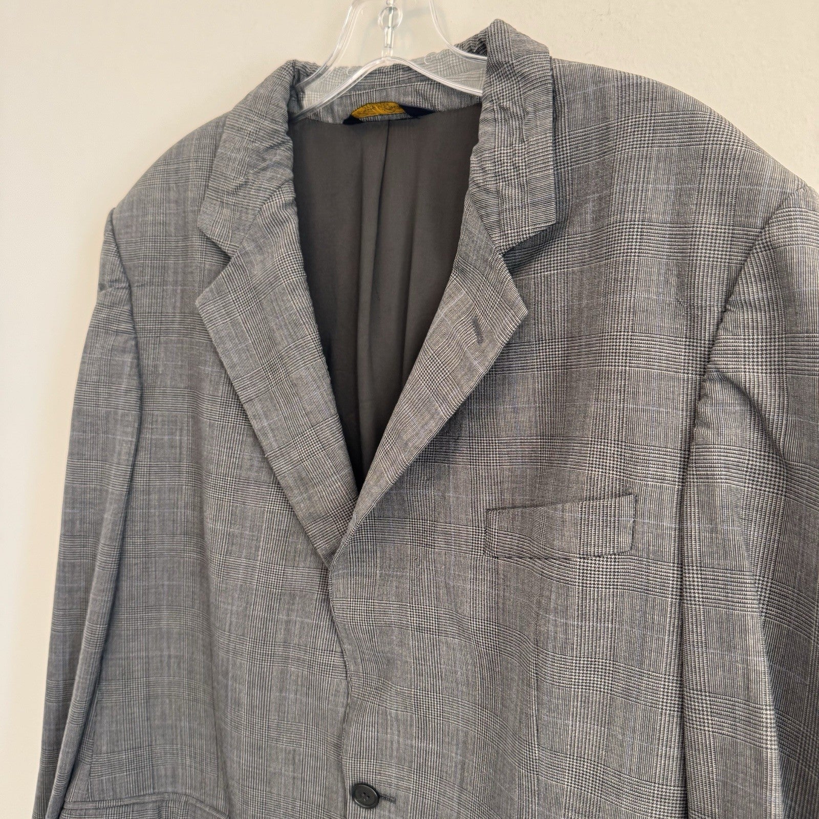 Brooks Brothers Brooksease Gray Plaid Wool Blazer Mens Suit Jacket 42R