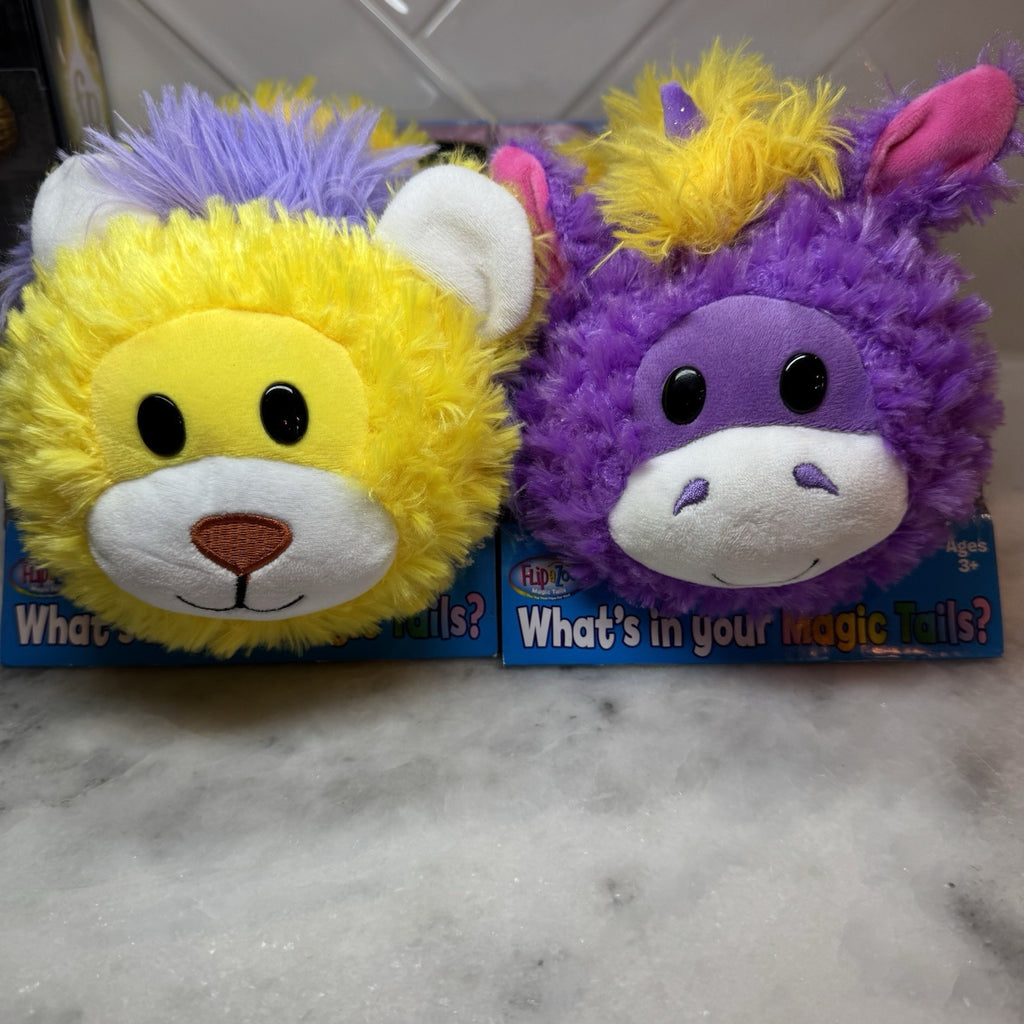 FlipaZoo Magic Tails 2-in-1 Animal Plush Lion Unicorn, Flippable Dolls, Lot of 2